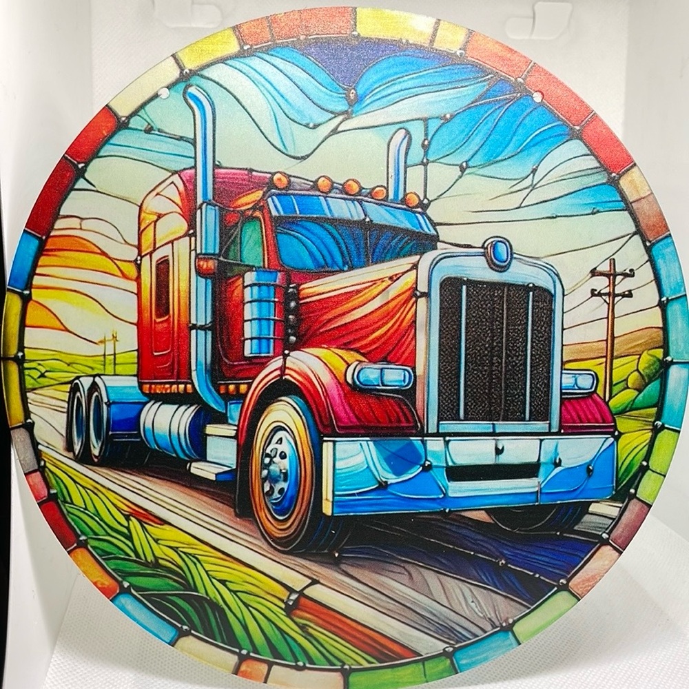 Suncatcher Acrylic Truck Automotive Transportation Faux Stained Glass Decor